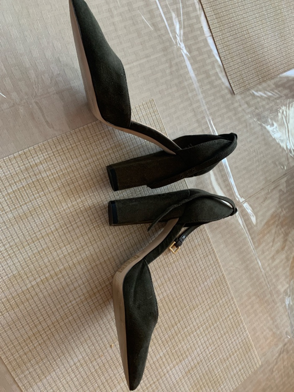 ALDO dark grey Suede Pointed Toe Ankle Strap Heels - Picture 2 of 3